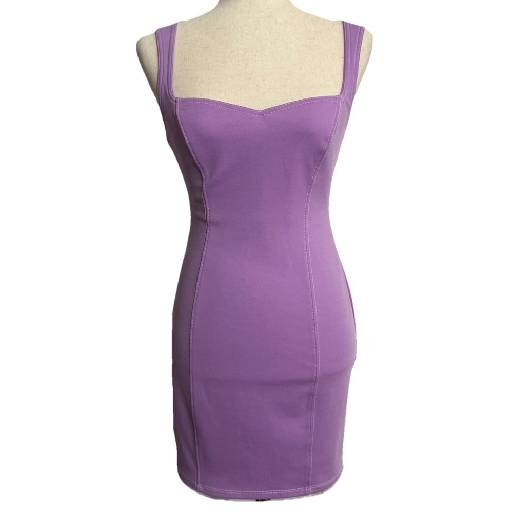 ASTR the Label Sterotype Dress Lilac Bodycon Stretch Mini Sz S Sweetheart Neck
